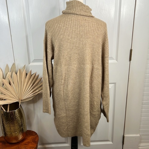 👑Topshop Women's Knitted Oversized Rollneck Sweater Dress Oat Brown Size L - Picture 7 of 11